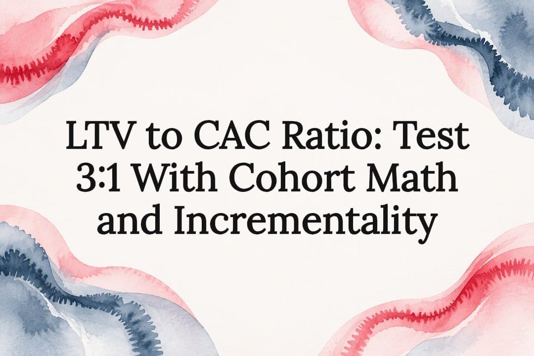 LTV to CAC Ratio: Test 3:1 With Cohort Math and Incrementality
